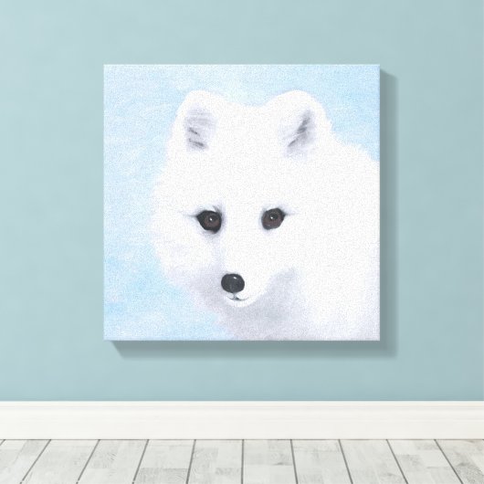 Arctic Fox Painting - Originele Wildlife Art Canvas Afdruk (Insitu (Houten vloer))