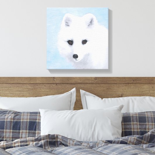 Arctic Fox Painting - Originele Wildlife Art Canvas Afdruk (Insitu (Slaapkamer))