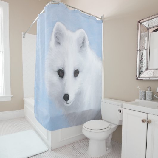 Arctic Fox Painting - Originele Wildlife Art Douchegordijn (In situ)