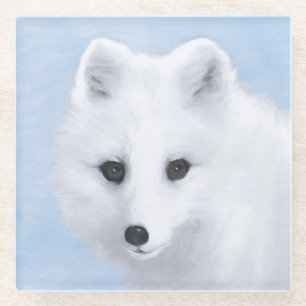 Arctic Fox Painting - Originele Wildlife Art Glazen Onderzetter
