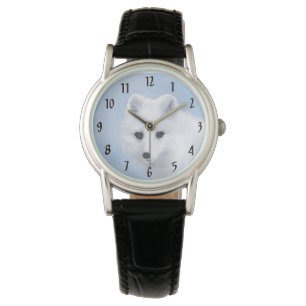 Arctic Fox Painting - Originele Wildlife Art Horloge