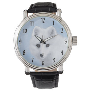 Arctic Fox Painting - Originele Wildlife Art Horloge