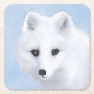 Arctic Fox Painting - Originele Wildlife Art Kartonnen Onderzetters