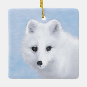 Arctic Fox Painting - Originele Wildlife Art Keramisch Ornament