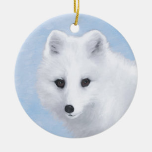 Arctic Fox Painting - Originele Wildlife Art Keramisch Ornament