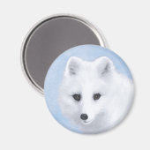 Arctic Fox Painting - Originele Wildlife Art Magneet (Voorkant / Achterkant)