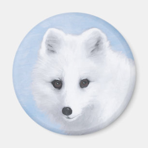 Arctic Fox Painting - Originele Wildlife Art Magneet