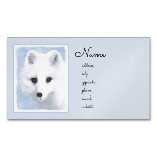 Arctic Fox Painting - Originele Wildlife Art Magnetisch Visitekaartje