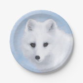 Arctic Fox Painting - Originele Wildlife Art Papieren Bordje (Voorkant)
