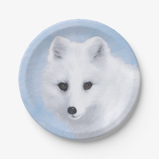 Arctic Fox Painting - Originele Wildlife Art Papieren Bordje (Voorkant)