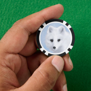 Arctic Fox Painting - Originele Wildlife Art Poker Chips