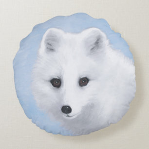 Arctic Fox Painting - Originele Wildlife Art Rond Kussen
