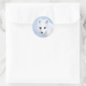 Arctic Fox Painting - Originele Wildlife Art Ronde Sticker (Tas)