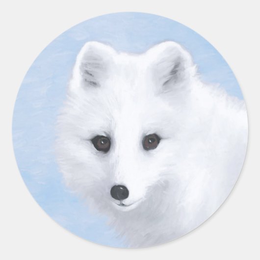 Arctic Fox Painting - Originele Wildlife Art Ronde Sticker (Voorkant)