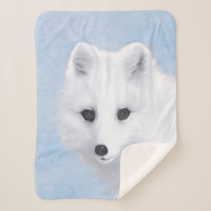 Arctic Fox Painting - Originele Wildlife Art Sherpa Deken