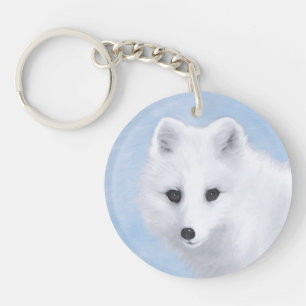 Arctic Fox Painting - Originele Wildlife Art Sleutelhanger