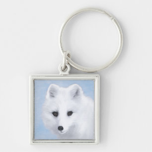 Arctic Fox Painting - Originele Wildlife Art Sleutelhanger