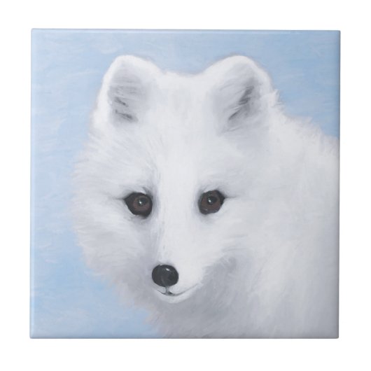 Arctic Fox Painting - Originele Wildlife Art Tegeltje (Voorkant)