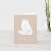 Arctic Fox Pink Winter Baby shower Hartelijk dank Bedankkaart (Voorkant)