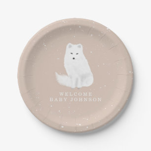 Arctic Fox Pink Winter Baby shower Paper Bord