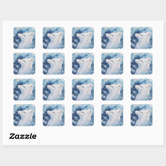 Arctic Fox Portrait with Sleeping Eyes Vierkante Sticker (Vel)