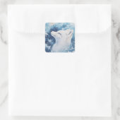 Arctic Fox Portrait with Sleeping Eyes Vierkante Sticker (Tas)