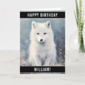 Arctic Fox Pup in het Sneeuwportret Gelukkige Verj Kaart (Voorkant)