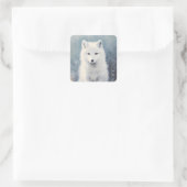 Arctic Fox Pup Winterportret Vierkante Sticker (Tas)