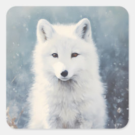 Arctic Fox Pup Winterportret Vierkante Sticker