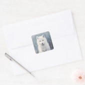 Arctic Fox Pup Winterportret Vierkante Sticker (Envelop)