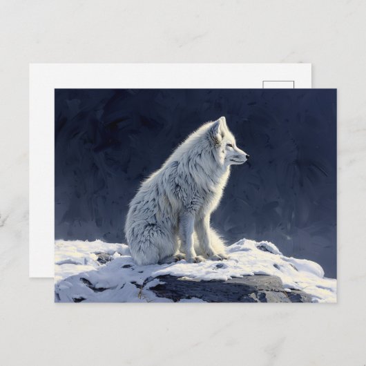 Arctic Fox schilderij Briefkaart (Voorkant / Achterkant)