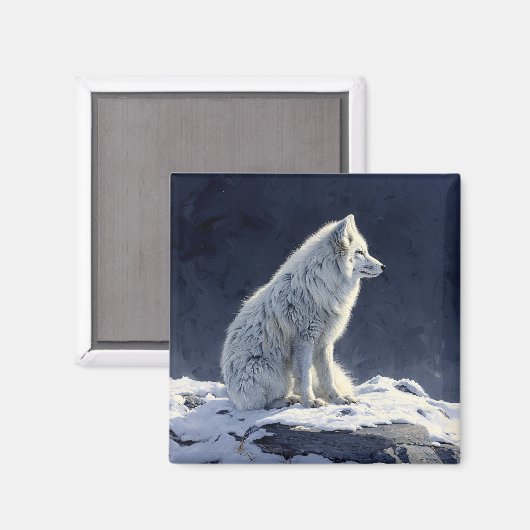 Arctic Fox schilderij Magneet (Voorkant / Achterkant)