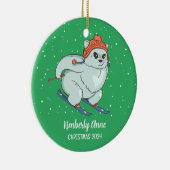 Arctic Fox Skiing Christmas Snowy Winter Holiday Keramisch Ornament (Rechts)