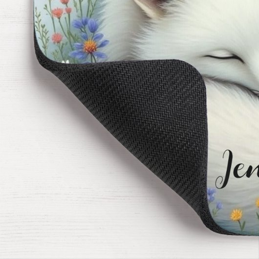 Arctic Fox Slapen in wilde bloemen Muismat (Hoek)