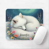 Arctic Fox Slapen in wilde bloemen Muismat (Met muis)