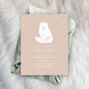 Arctic Fox Sneeuwroze Baby Meisje Winter Baby show Kaart
