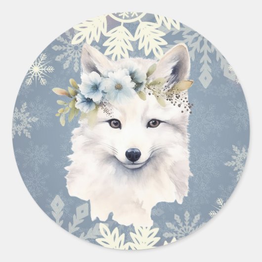 Arctic Fox Snowflake Stickers (Voorkant)