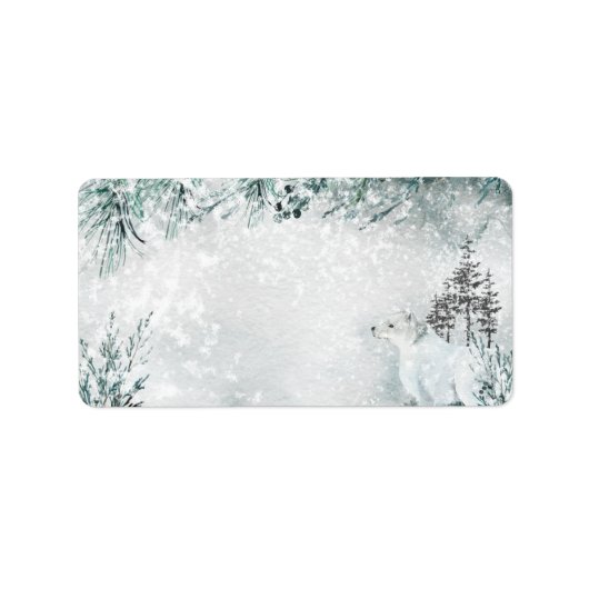 Arctic Fox Snowy Winter Woodland Mailing Adres Etiket (Voorkant)