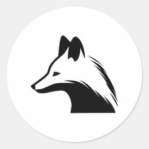 Arctic Fox voor Minimalist Black & White Ronde Sticker