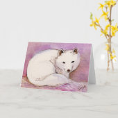 Arctic Fox Waterverf Groet Kaart (Gele Bloem)