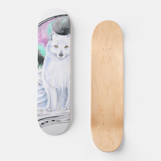 Arctic Fox Waterverf Ink Persoonlijk Skateboard (Voorkant)