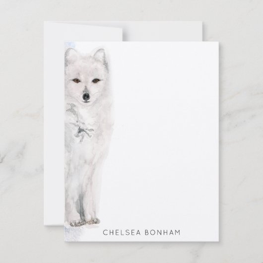 Arctic Fox Waterverf Notitiekaartje (Voorkant)