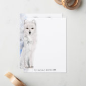 Arctic Fox Waterverf Notitiekaartje (Voorkant / Achterkant in situ)