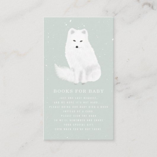 Arctic Fox Winter Blue Baby shower Request Informatiekaartje (Voorkant)