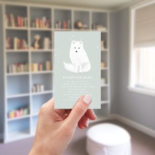 Arctic Fox Winter Blue Baby shower Request Informatiekaartje