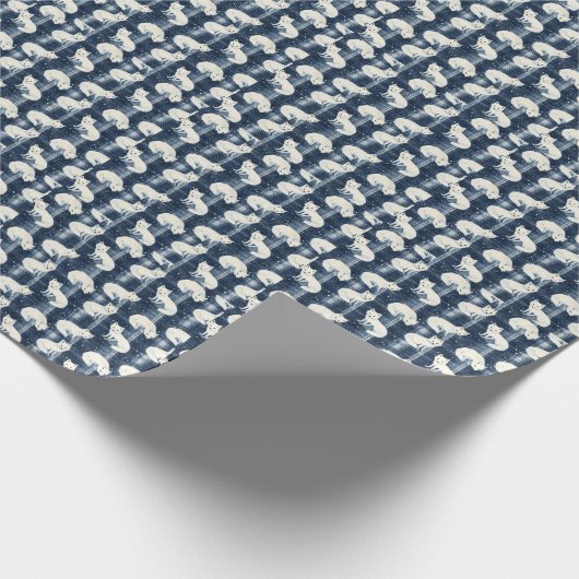 Arctic Fox Winter Christmas Tartan Plaid Pattern 2 Cadeaupapier (Hoek)