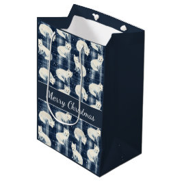 Arctic Fox Winter Christmas Tartan Plaid Pattern 2 Medium Cadeauzakje
