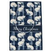Arctic Fox Winter Christmas Tartan Plaid Pattern 2 Medium Cadeauzakje (Voorkant)