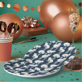 Arctic Fox Winter Christmas Tartan Plaid Pattern 2 Papieren Bordje
