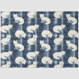 Arctic Fox Winter Christmas Tartan Plaid Pattern 2 Tissuepapier